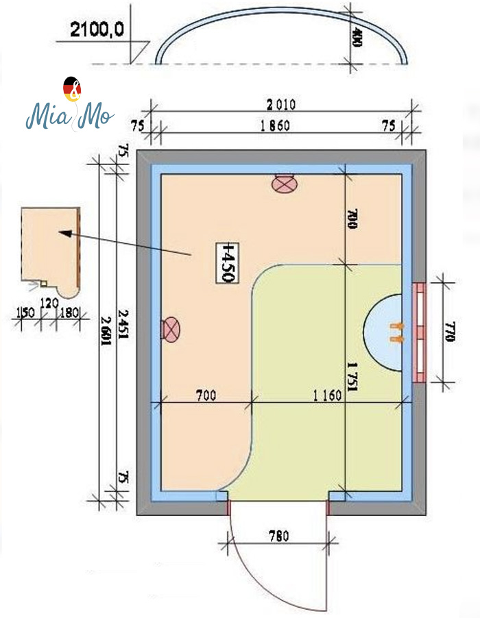 mặt bằng phòng xông hơi 3